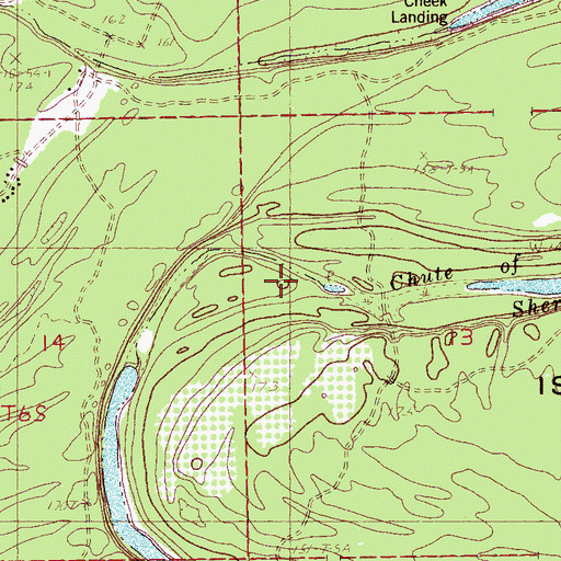 Topographic Map of Chute of Island, AR