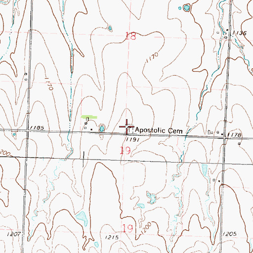 Topographic Map of Apostolic Cemetery, KS