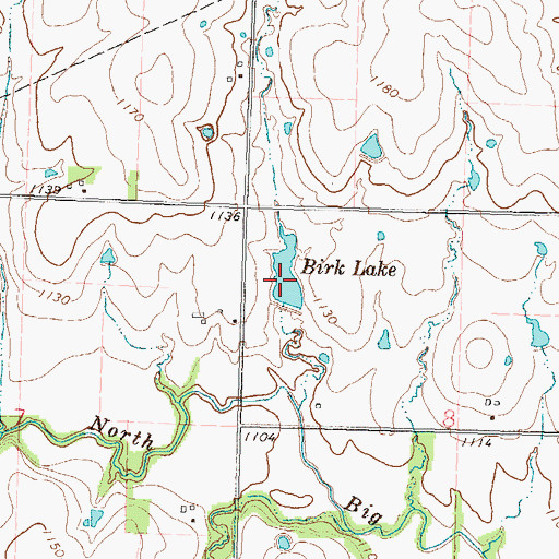 Topographic Map of Birk Lake, KS