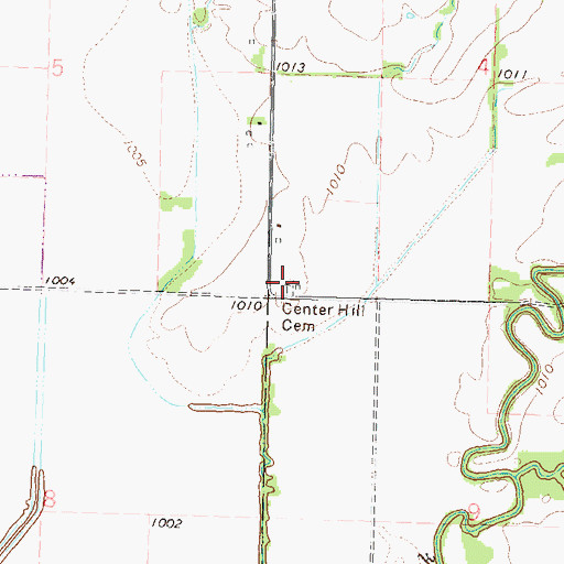 Topographic Map of Center Hill Cemetery, KS