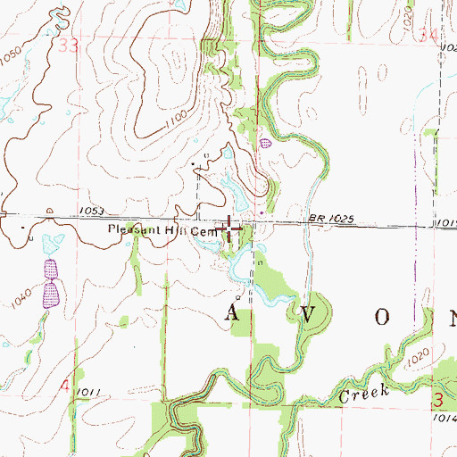 Topographic Map of Pleasant Hill Cemetery, KS