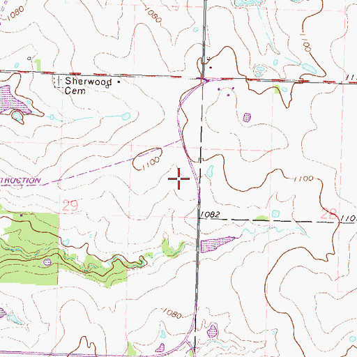 Topographic Map of Sherwood Cemetery, KS