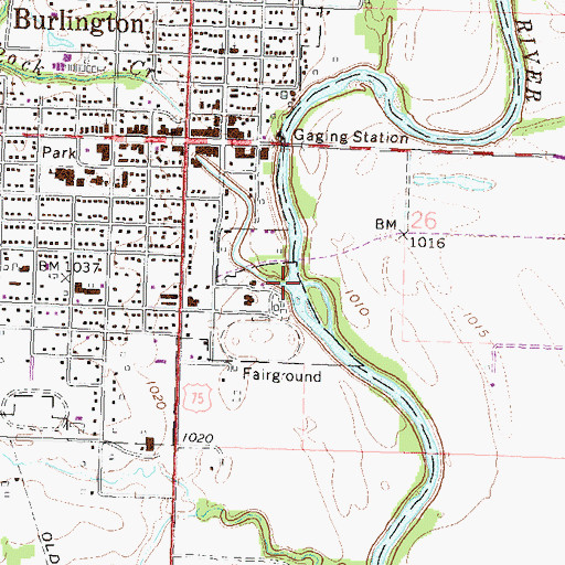 Topographic Map of Rock Creek, KS