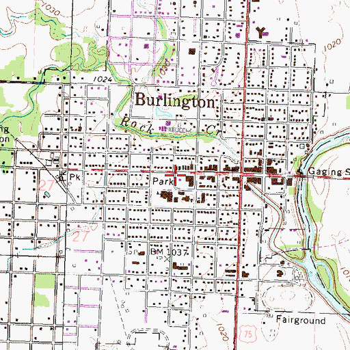 Topographic Map of Burlington, KS