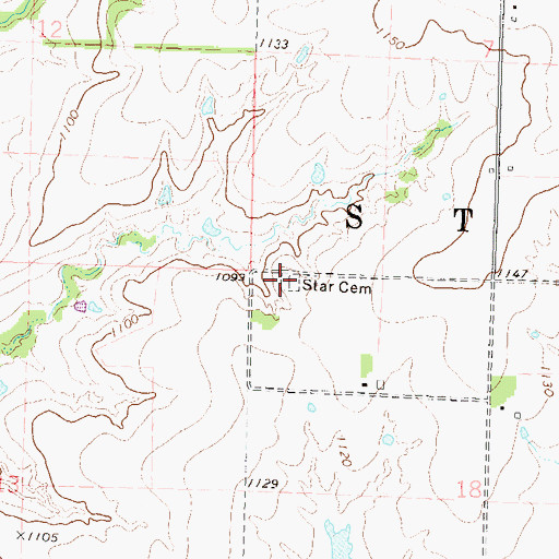 Topographic Map of Star Cemetery, KS