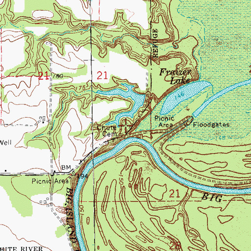 Topographic Map of Chute Cemetery, AR