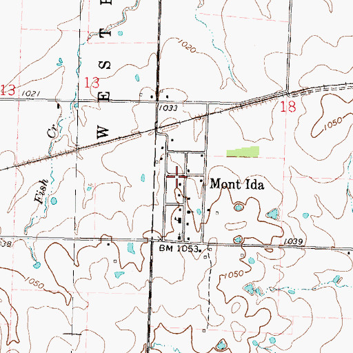 Topographic Map of Mont Ida, KS