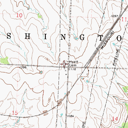 Topographic Map of Hyatt Cemetery, KS
