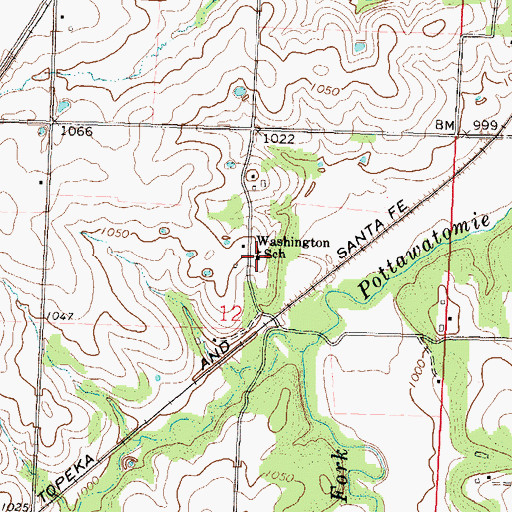 Topographic Map of Washington School (historical), KS