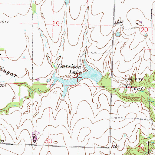 Topographic Map of Garrison Lake, KS
