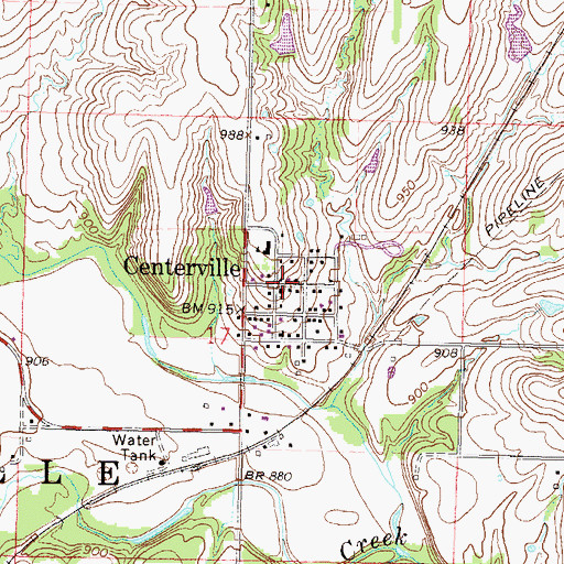 Topographic Map of Centerville, KS