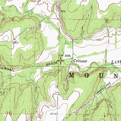 Topographic Map of North Fork Little Sugar Creek, KS