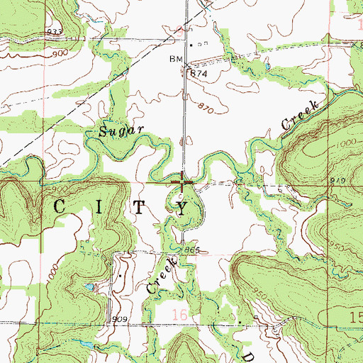 Topographic Map of Buck Creek, KS