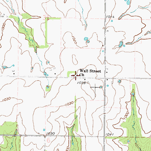 Topographic Map of Wall Street Church, KS