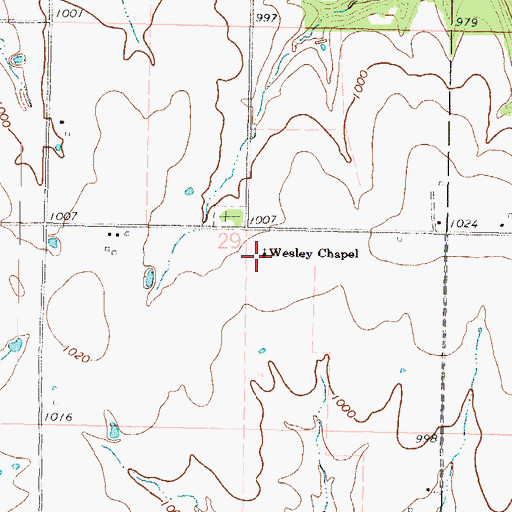 Topographic Map of Wesley Chapel, KS