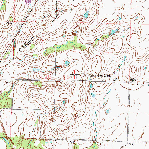 Topographic Map of Centerville Cemetery, KS