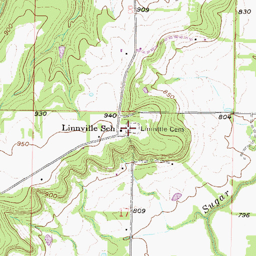 Topographic Map of Linnville Cemetery, KS