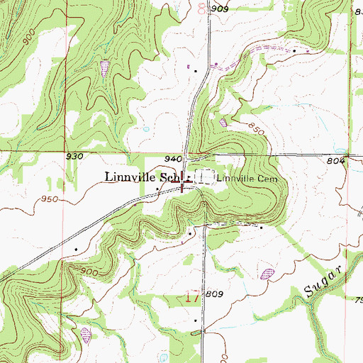 Topographic Map of Linnville School (historical), KS