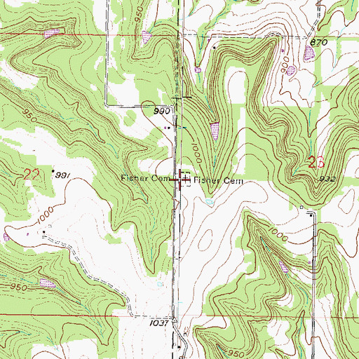 Topographic Map of Fisher Cemetery, KS