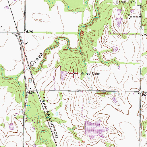 Topographic Map of Holmes Cemetery, KS