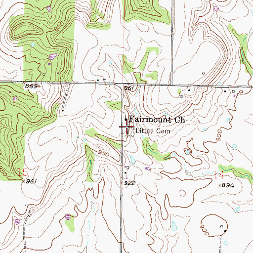 Topographic Map of Littell Cemetery, KS