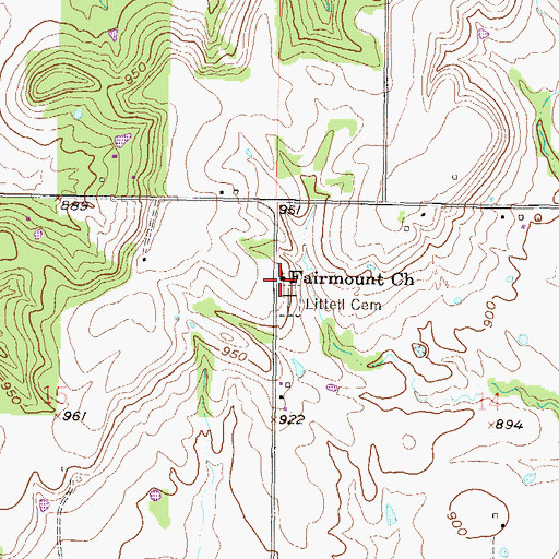 Topographic Map of Fairmount Church, KS