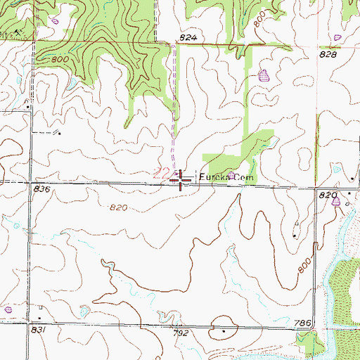 Topographic Map of Eureka Cemetery, KS