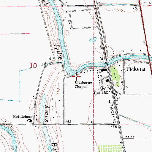 Topographic Map of Claiborne Chapel, AR