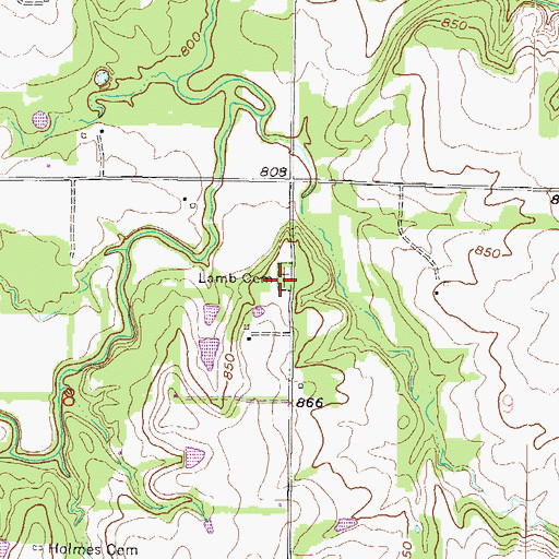 Topographic Map of Lamb - Mills Cemetery, KS