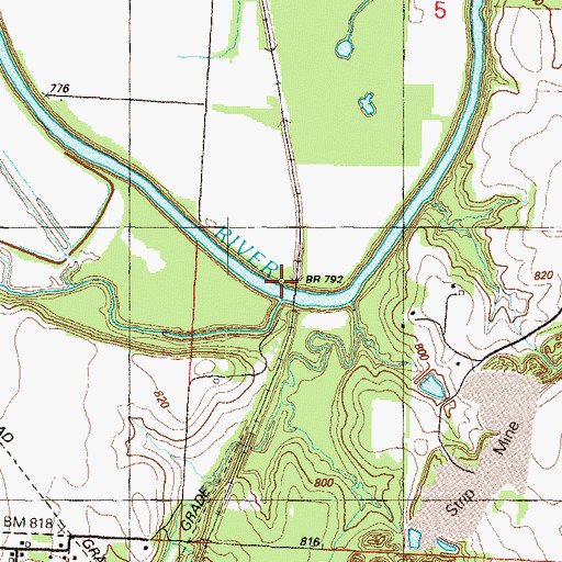 Topographic Map of Mine Creek, MO