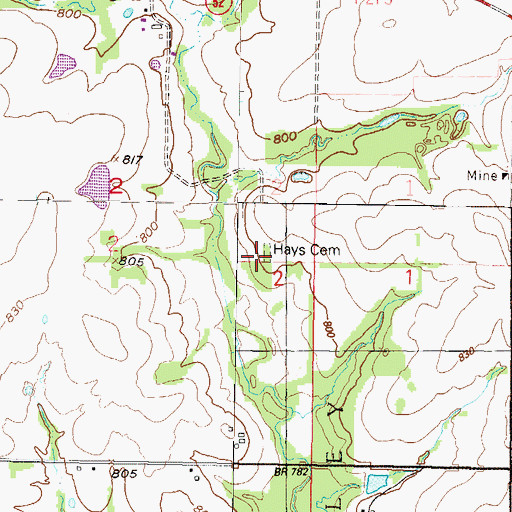 Topographic Map of Hays Cemetery, KS