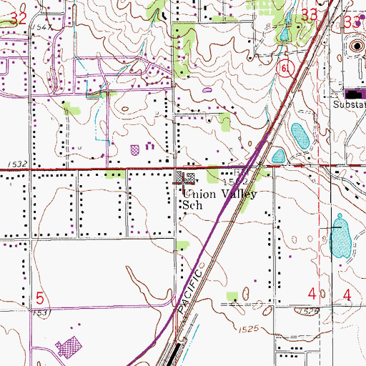 Topographic Map of Union Valley Elementary School, KS