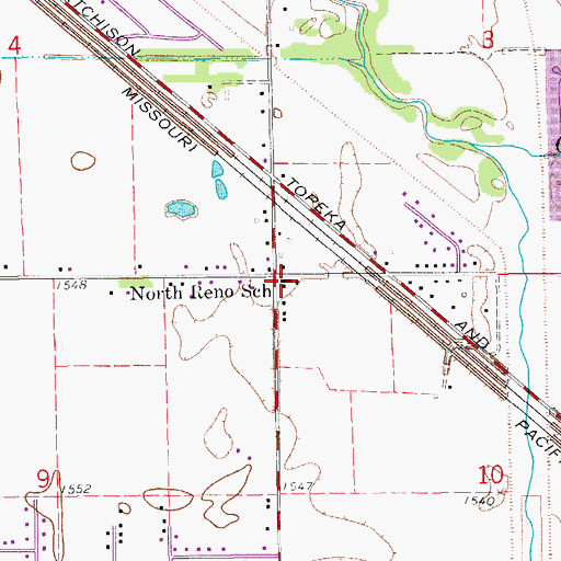 Topographic Map of North Reno Elementary School (historical), KS