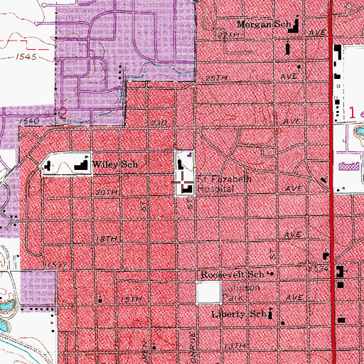Topographic Map of Saint Elizabeth Hospital, KS