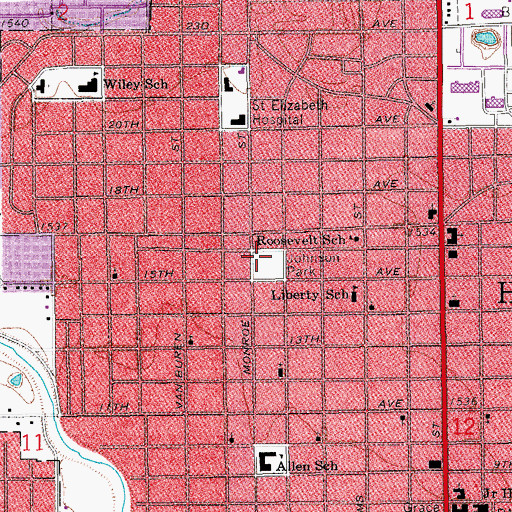 Topographic Map of Johnson Park, KS