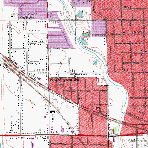 Topographic Map of Washington School, KS