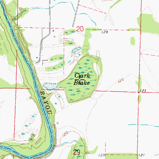 Topographic Map of Clark Brake, AR