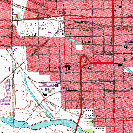 Topographic Map of Avenue A Elementary School, KS