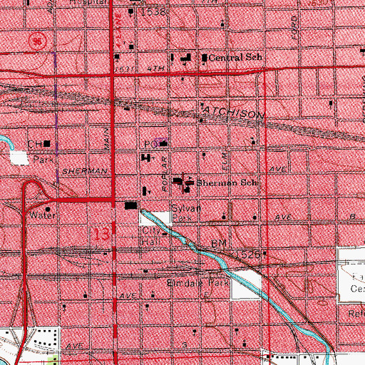 Topographic Map of Sherman School, KS
