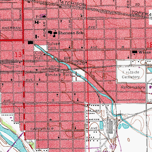 Topographic Map of Elmdale Park, KS
