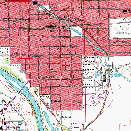 Topographic Map of Lincoln Elementary School, KS
