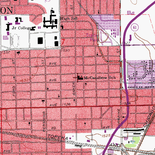 Topographic Map of McCandless Elementary School, KS