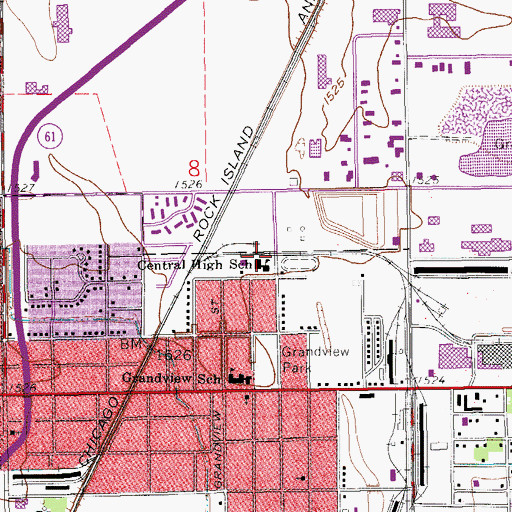 Topographic Map of Central High School, KS