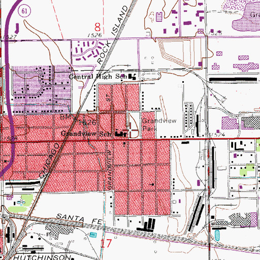 Topographic Map of Grandview Park, KS