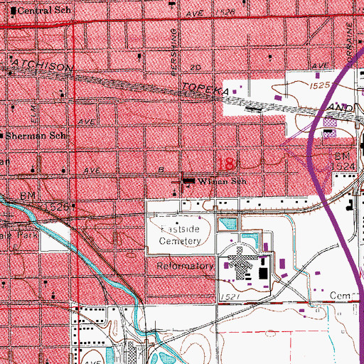 Topographic Map of Winans Elementary School, KS