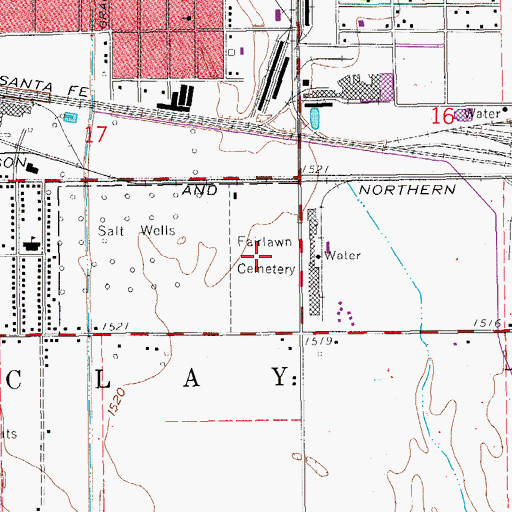 Topographic Map of Fairlawn Cemetery, KS