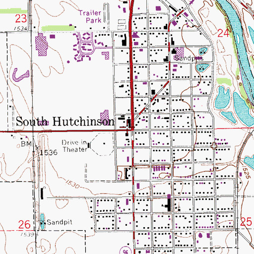 Topographic Map of South Hutchinson, KS