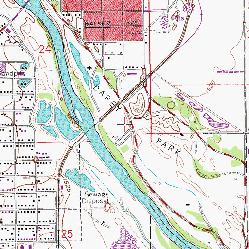 Topographic Map of Carey Park, KS