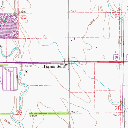 Topographic Map of Ijams School, KS