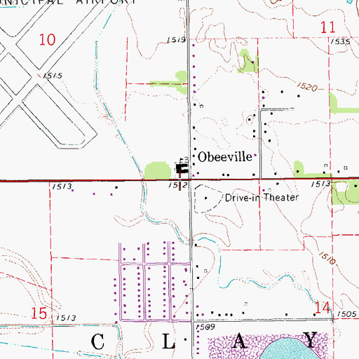 Topographic Map of Obeeville, KS